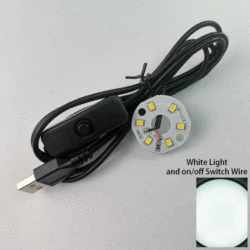Warm White USB LED Reading Lamp with Dimmer Switch and Power Cable (White Led Black)