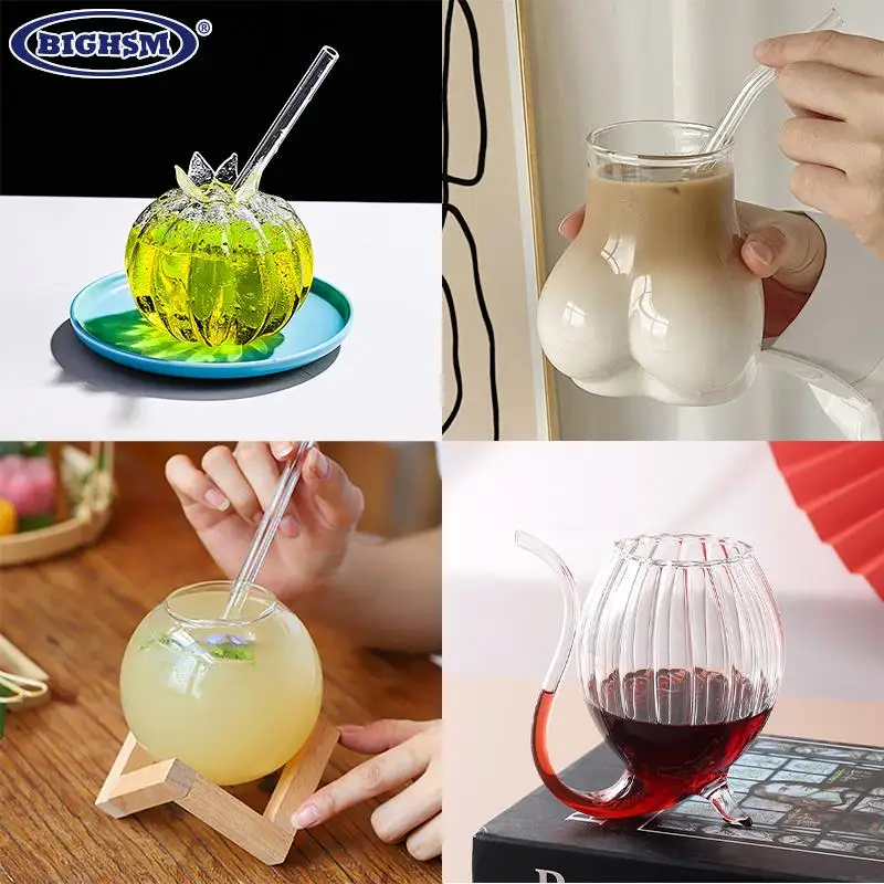 Creative Pomegranate Shape Cocktail Bubble Tea Glass Transparent Glasses Drinking Wine Goblet Juice Ice Coffee Cup 4 Styles 1Pc