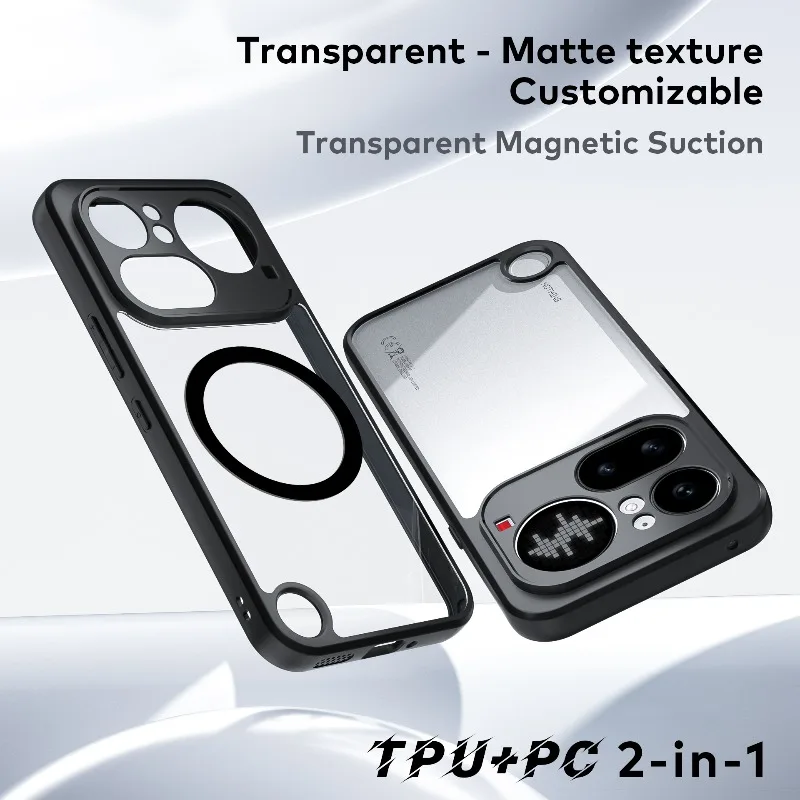 Acrylic Matte Case with 360° Rotating Magnetic Bracket Stand - Durable Hard Shell Back Cover