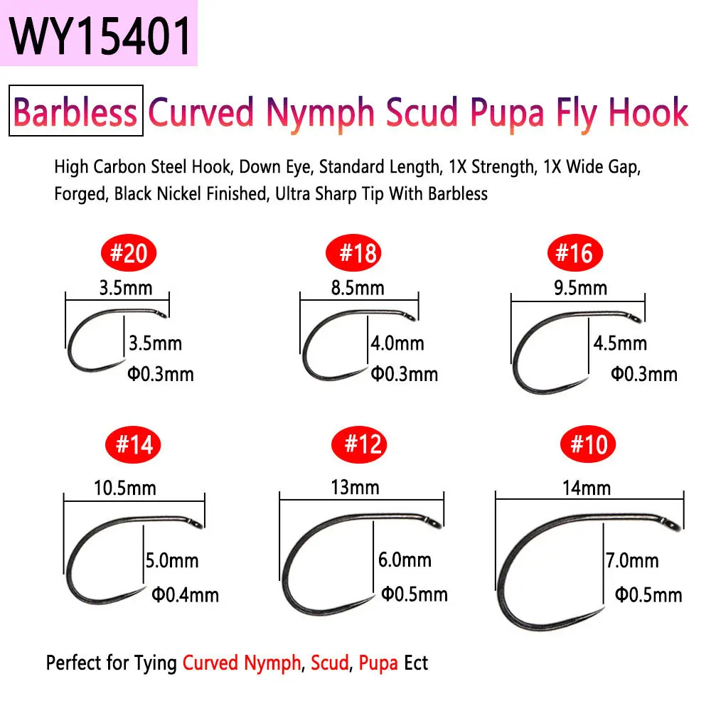 Bimoo 30pcs High Carbon Steel Barbless Fly Tying Hooks For Tying Jig Nymph  Stonefly Caddis Nymph Wet Dry Fly Trout Fishing Lures
