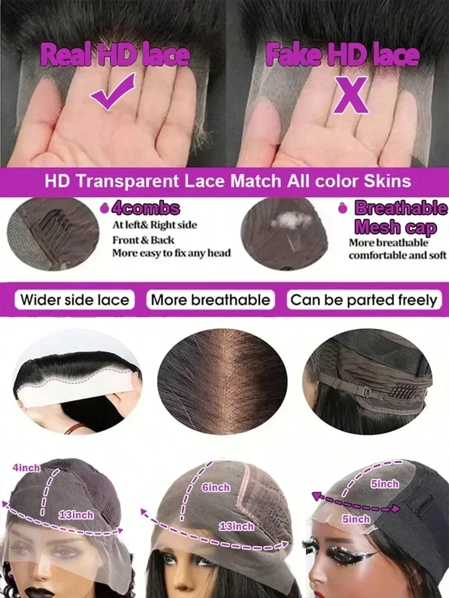 100% Human Hair 30 40 Inch Wigs 4x4 13x4 Hd Lace Wig 13x6 Hd Lace Human Hair Wig 300% Density Bone Straight Vietnamese Raw Hair 6