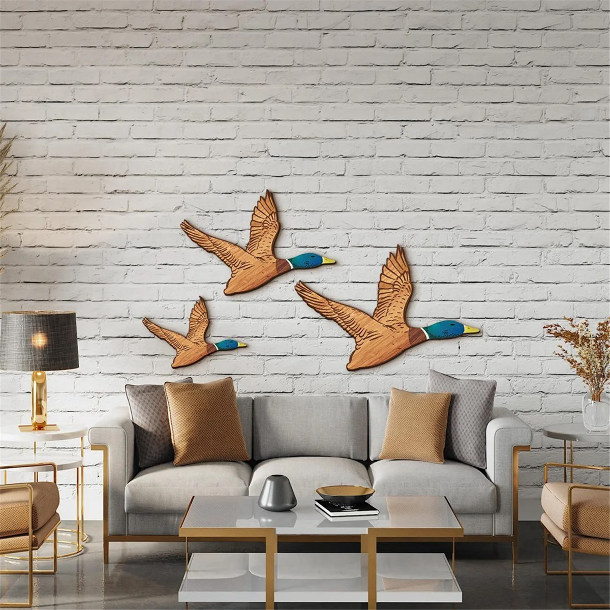 3 Size Mallard Duck Wall Art Wooden Ducks Wall Decor Rustic Flying Birds Wall Decor Carved Wood Wall Art for Home 5