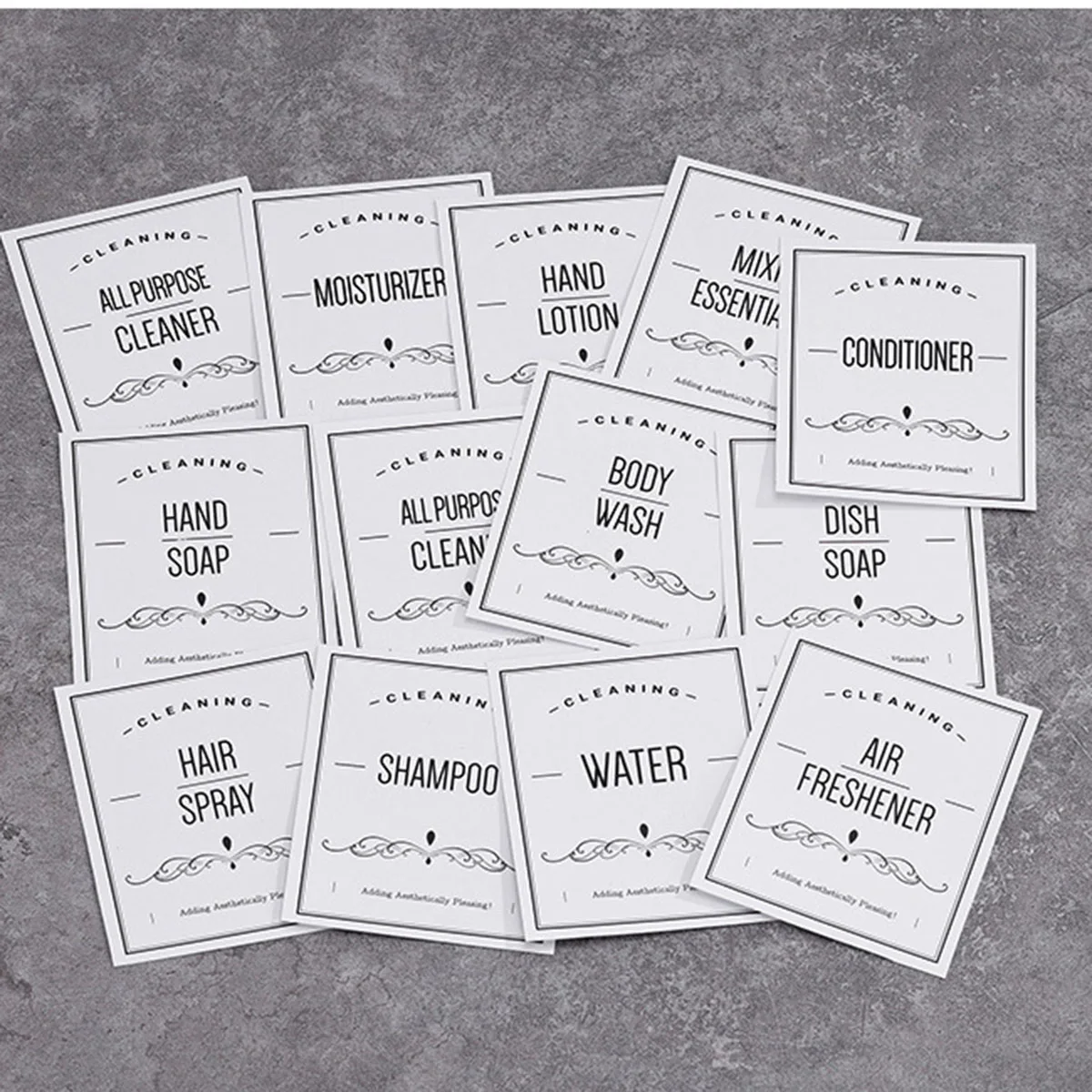 12PCS Bathroom Labels Sticker Set Shampoo Conditioner Body Wash Bottle Label Waterproof Dish Soap Dispenser Container Sticker