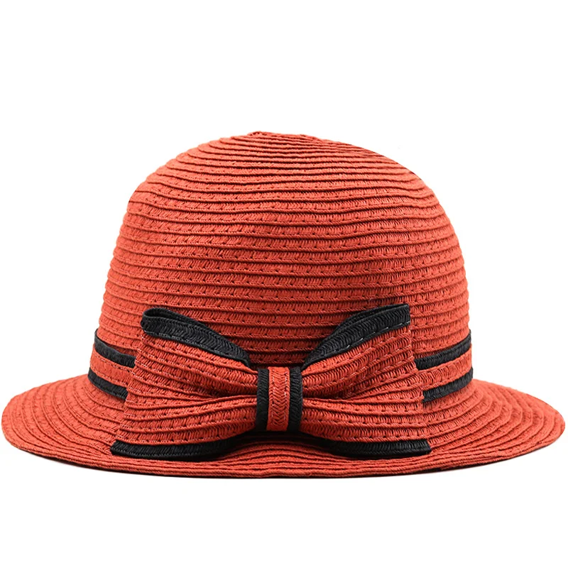 

Sun Hats For Simple Women Fashion Bow Straw Hat Female Bucket Hat Summer Travel Foldable UV Protection Girls Beach Hat