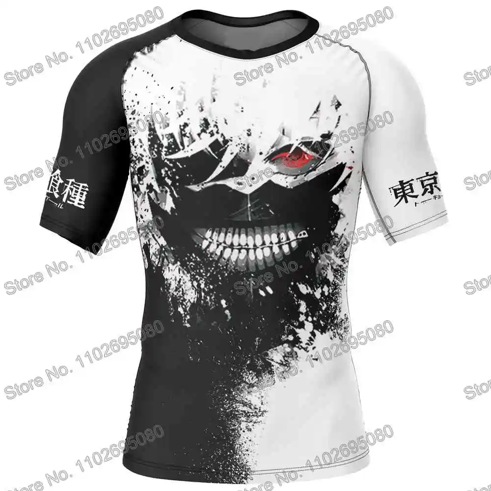 Horror Anime Surf Clothing BJJ MMA Men Rash Guard Short Sleeve Diving T-Shirt Tight Swimwear Summer Beach Floatsuit Women GYM