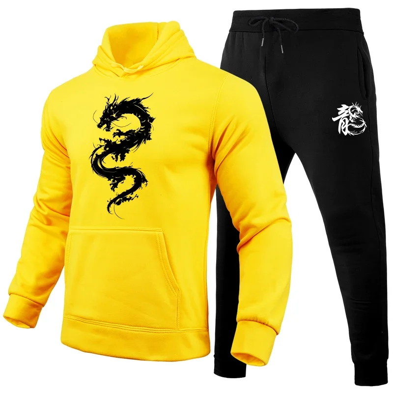 Men Autumn Winter Hoodies Tracksuit Gym Outfits