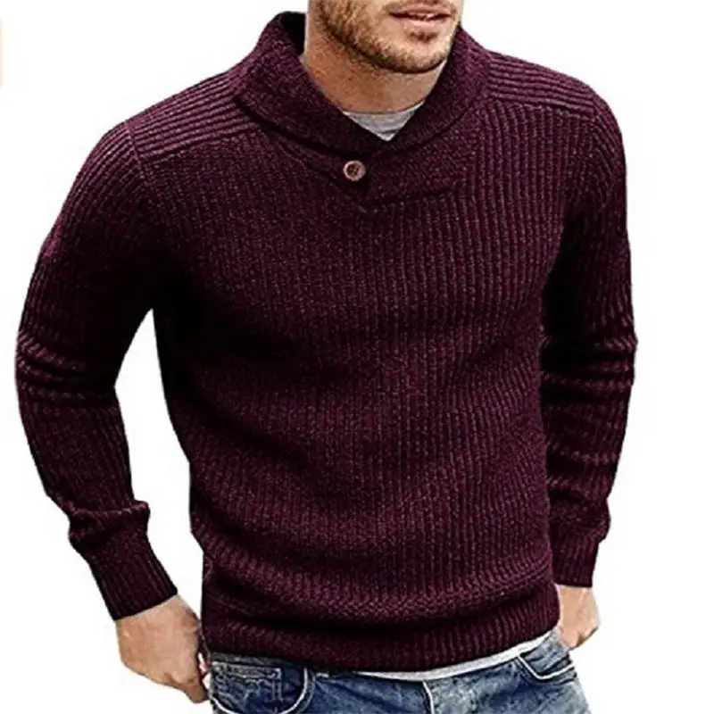 Men's Sweater Autumn And Winter New Fashion Solid Color Knitted Casual Large Size Sweater