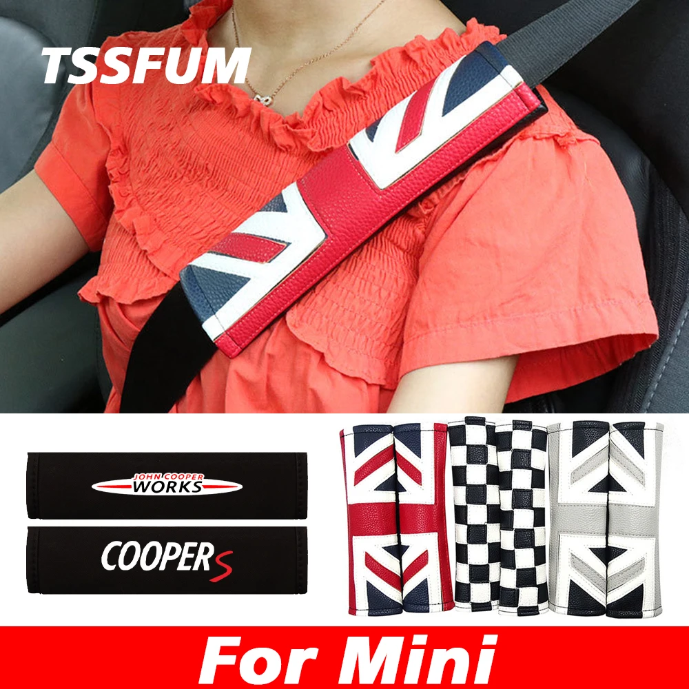 Union Jack Car Safety Seat Belt Cover Shoulders Pad For Mini Cooper S Jcw Clubman F54 R55 Countryman F60 R60 F55 F56 Accessories