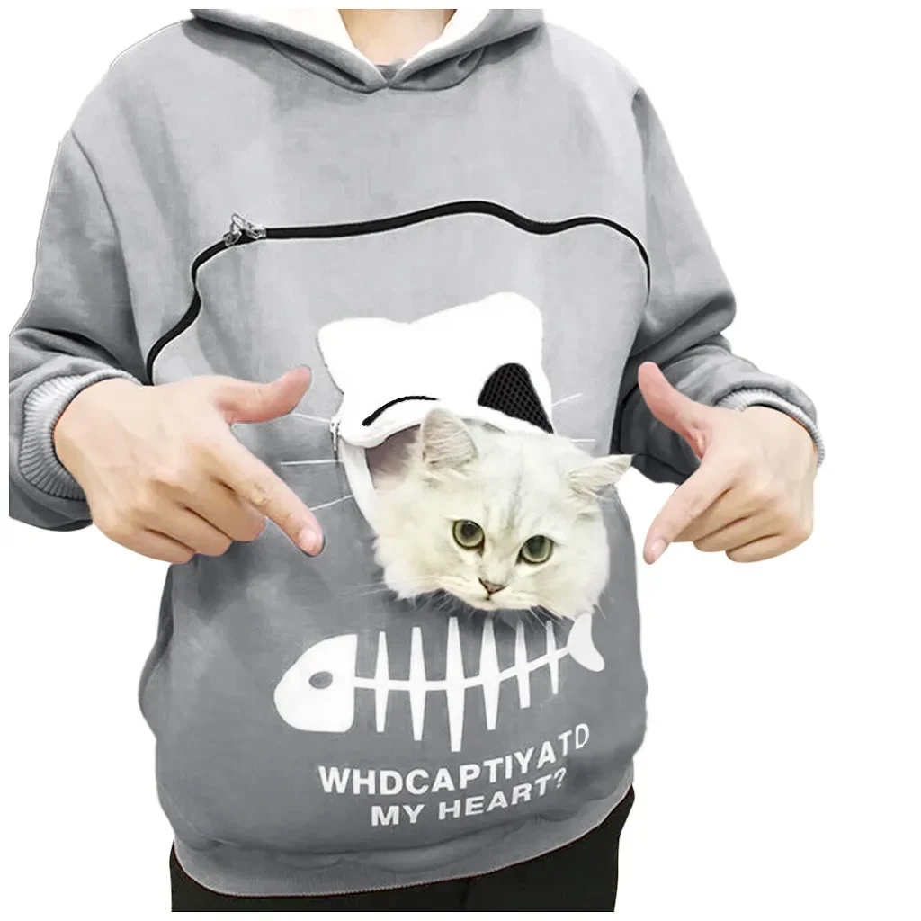 Hoodie Pullovers Sweatshirt Cat Lovers Hoodie Kangaroo Dog Pet Paw Pullovers Cuddle Pouch Sweatshirt Pocket Animal Ear Hooded
