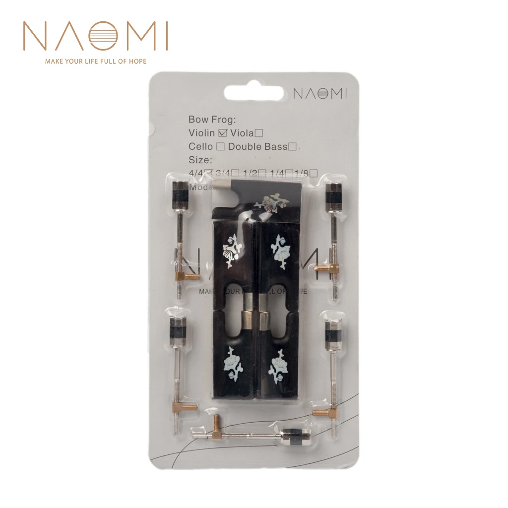 NAOMI 5 set di 4/4 violino arco rana motivo floreale rana ebano con vite violino arco rana sostituzione per arco violino fai da te