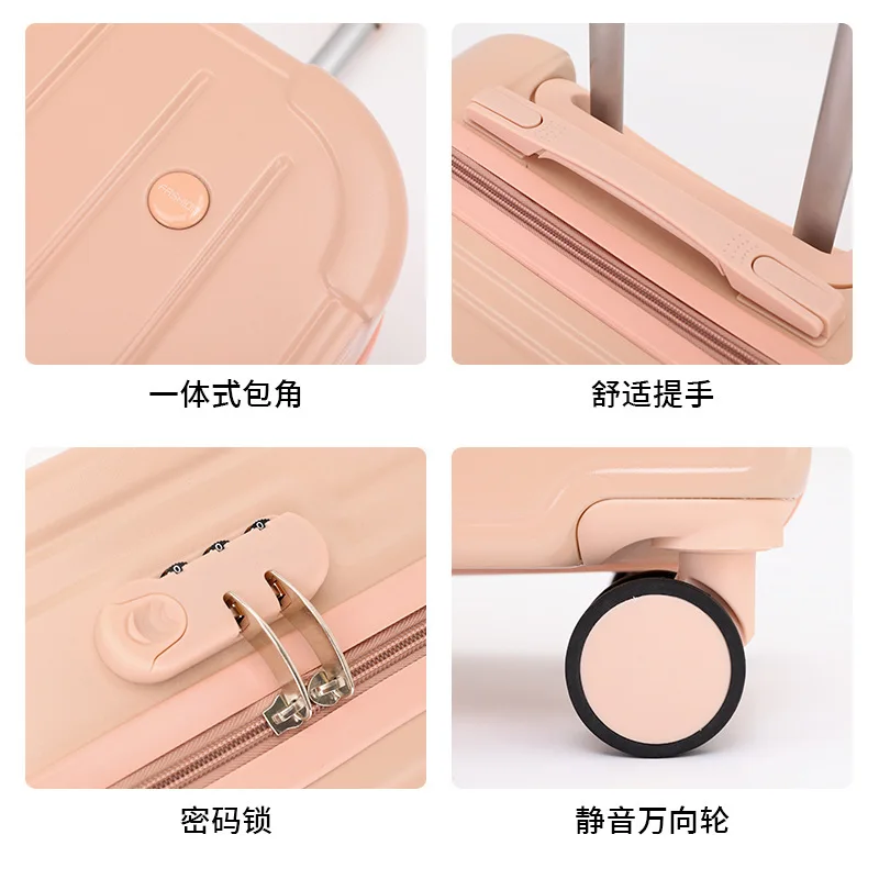 PLUENLI Luggage Women's Small Suitcase Small Lightweight Trolley Case New Boarding with Combination Lock Mute Universal Wheel