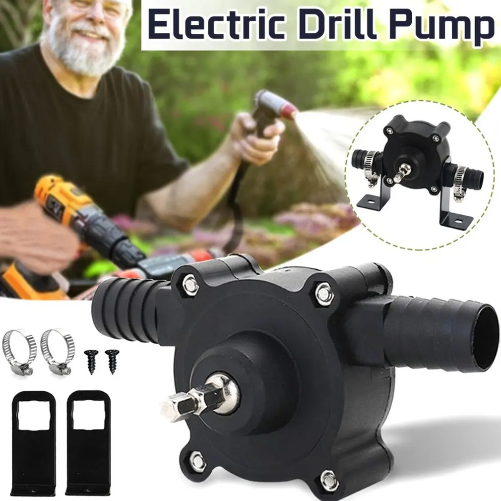 Household Electric Drill Pump Diesel Oil Fluid Water Pump Mini Hand Self-priming Liquid Transfer Pumps Home Garden Outdoors