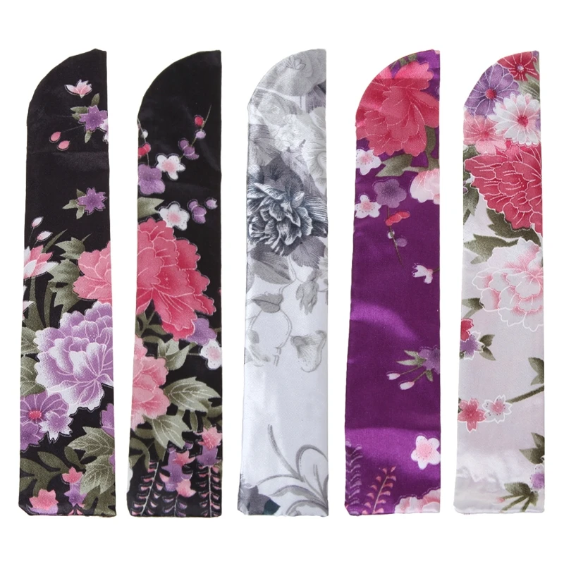 

Elegant Silk Hand Fan Bag Holder Folding Hand Fan for Case Party Wedding B