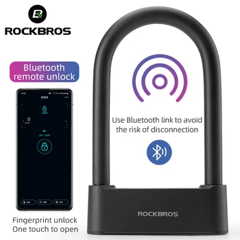 ROCKBROS Bike Smart Fingerprint U-Shape Lock Bluetooth APP sblocca USB ricaricabile impermeabile Lock per moto bicicletta elettrica
