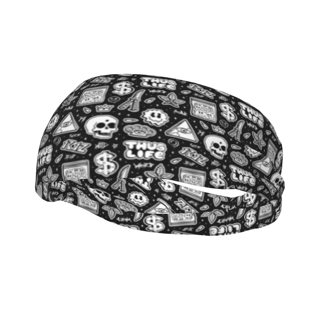 

Thug Life Weed Skull Street Graffiti Style Sports Headband Hair Band Fitness Jogging Tennis Yoga Gym Sweatband Sports Safety