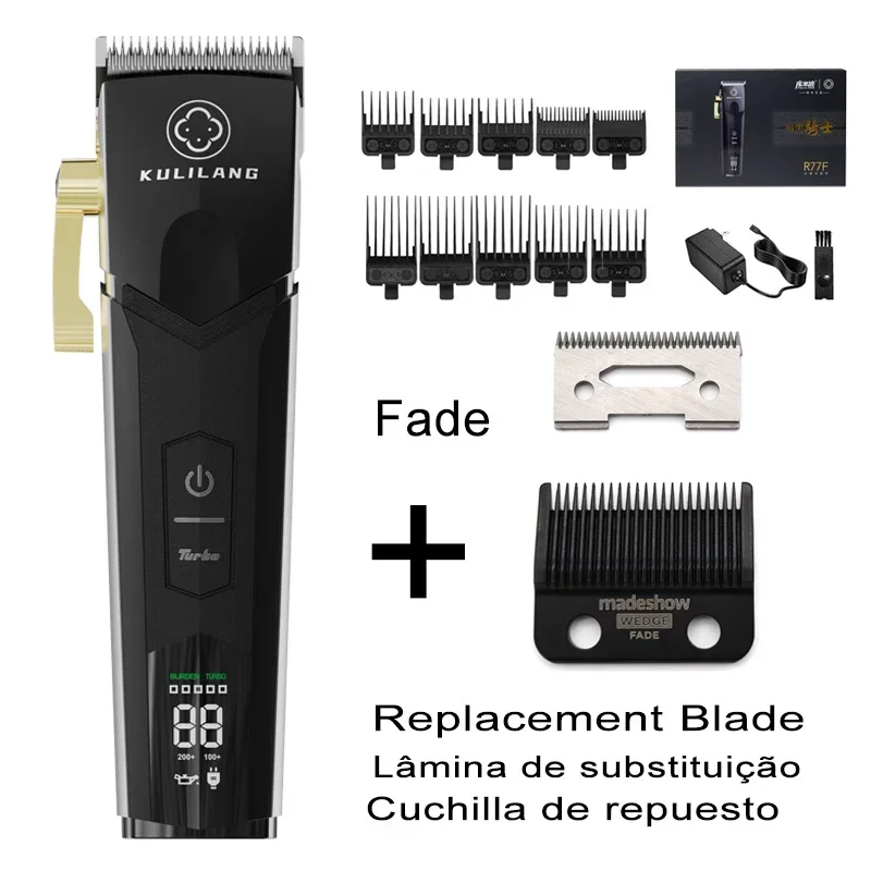 

Kulilang Madeshow R77F Hair Clipper with Replacement Blade Hair Trimmer for Men Professional Rechargeable Hair Cutting Machine