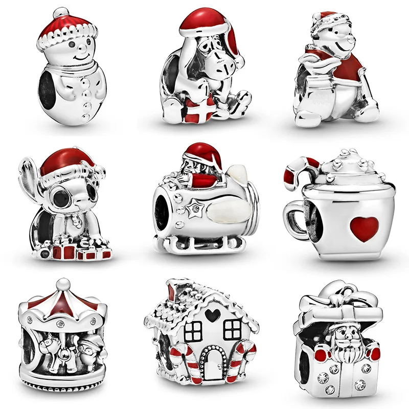 

Silver Color Beads Simple Merry Christmas Glaze Bead For Original Pandora Charm Bracelets & Bangles Jewelry