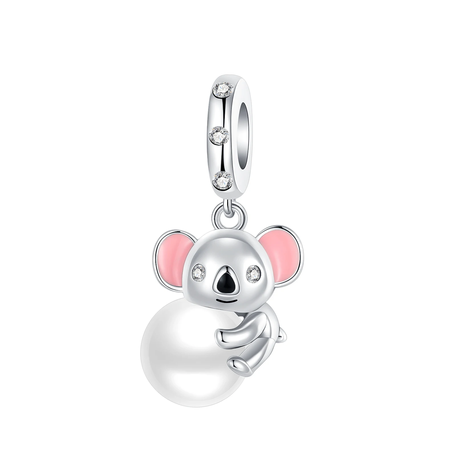 

925 Sterling Silver Koala Pearl Animal Series Pendant Charm Fit Original Pandora Charms Bracelets Women DIY Jewelry Gift
