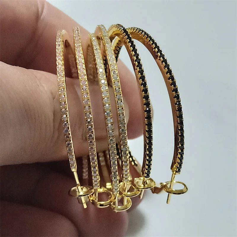 SOMILIA  18K Gold Plate Large Hoop Earrings 925 Sterling Silver Simple Classic Women\'s Earring Cерьги Kольца Jewelry for ladys
