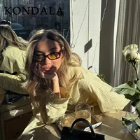KONDALA 2026 Spring Summer Casual Butter Yellow Striped Women Suit Fashion Vintage Turn Down Collar Loose Shirt Drawstring Pant - Image 3