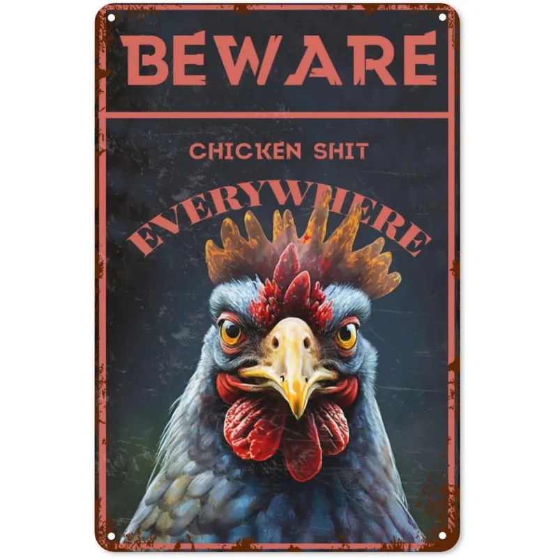 

Винтажные забавные дневные плакаты, металлический жестяной знак, Ретро Декор стен для дома, кухни, сада, фермы, остерегайтесь курицы, дерьмы, вечер
