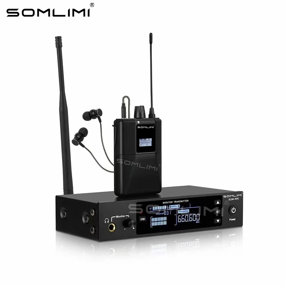 Wireless In Ear Monitor SOMLIMI SOM-400 Professional In Ear Wireless Monitoring System LED Display Can Be Manually And Automatically Tuned Accompaniment