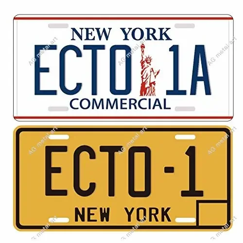 

Tin Signs Ghostbusters License Plate Memorabilia, Aluminum, Embossed Replica, Movie Prop Metal Stamped Vanity Number Tag