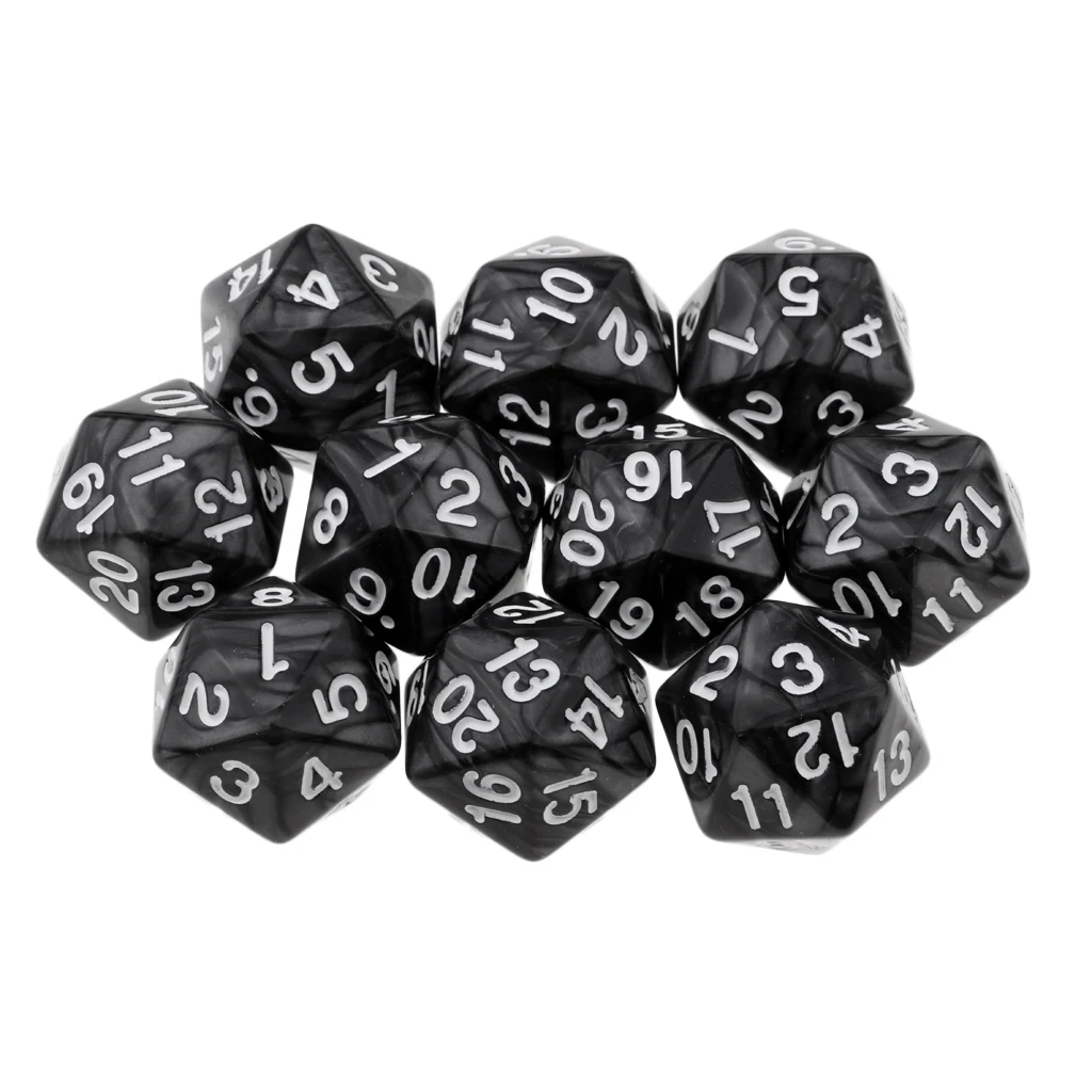 10pcs Colourful 20 Sided  Polyhedral Dices Numbers Dials Desktop 22mm Dice Family   Table Games 6