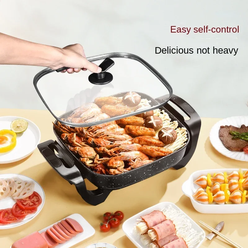 Marmite électrique 2 En 1 Avec Gril - 1700W Pour Barbecue Coréen Et Fondue Chinoise, 3 à 6 Personnes