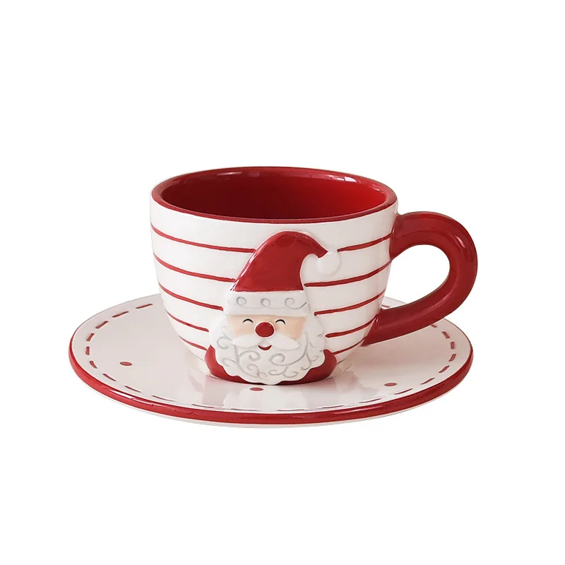 Ceramic Santa Claus Coffee Cup and Teapot Set for Christmas