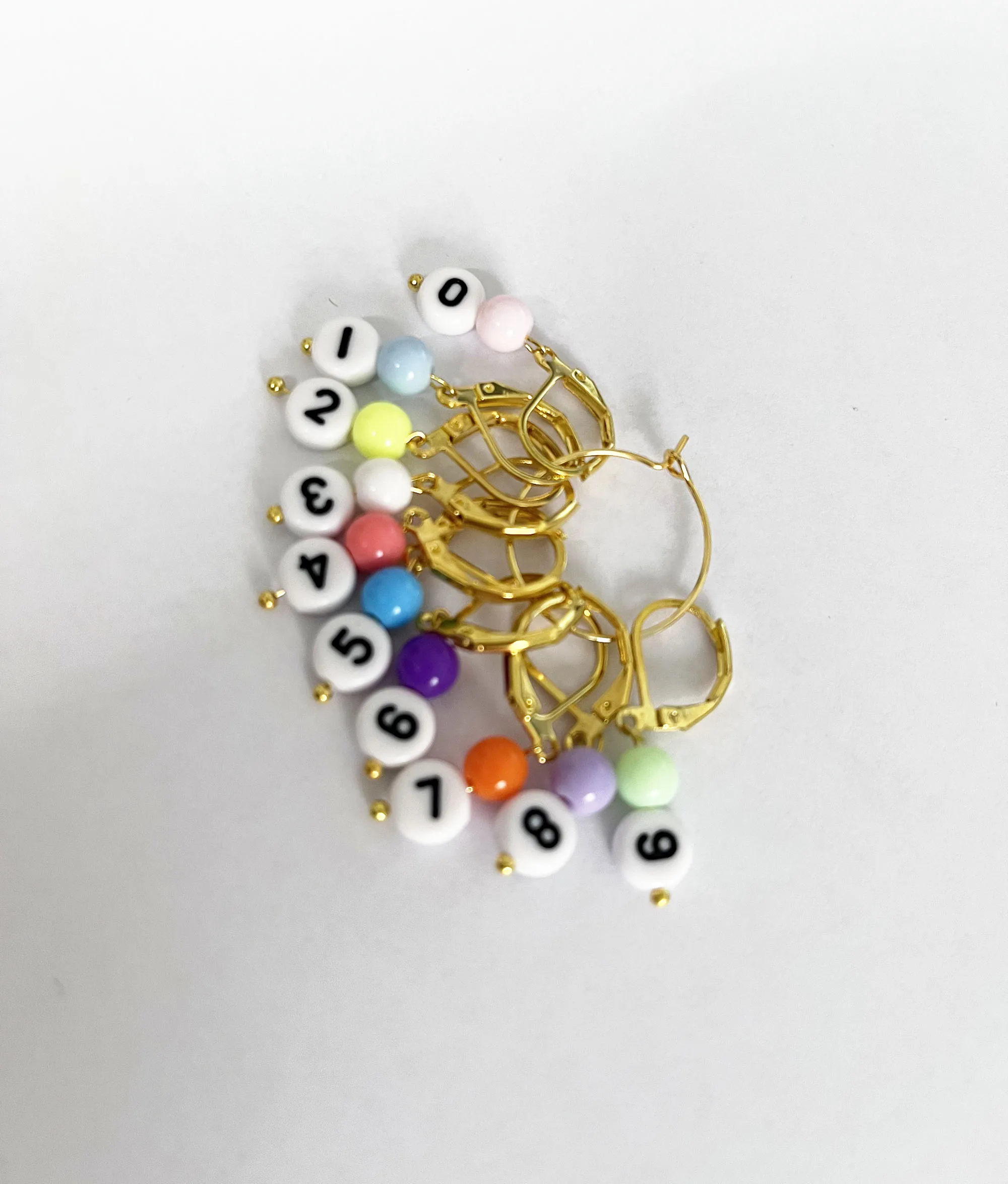 10pcs/set (0-9) colorful counter number earring hooks for diy wool findings 2
