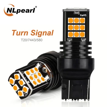 NLpearl-자동차 신호 램프 7440 Led 전구, 3030 24SMD T20 7443 Led W21W W21/5W 12V 자동 방향 지시등 후진 후방 램프, 2 개