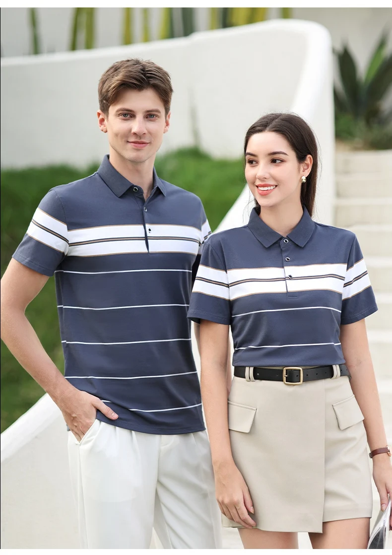 Summer men's polo shirt pure cotton short sleeved T-shirt thin striped business casual breathable wrinkle resistant top 22 S3d39dbafbe76414cb547d694150f032cJ