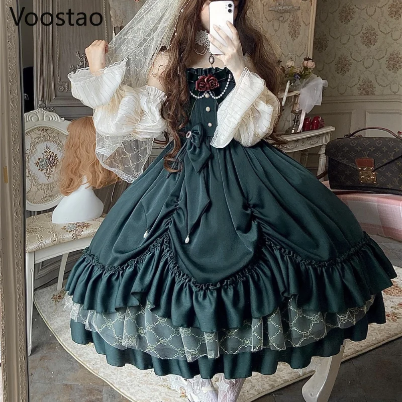 Vintage Victorian Lolita Princess Jsk Dress Women lolita dress lolita suspender dress lolita cosplay costumes
