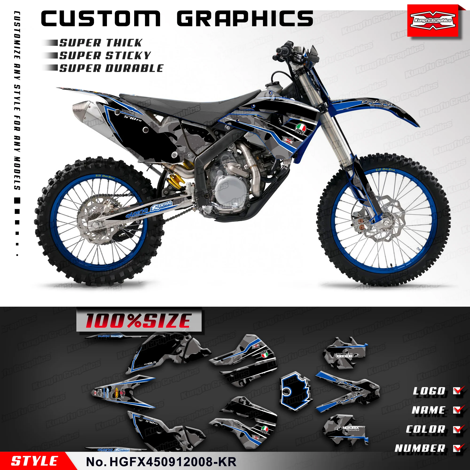 

KUNGFU графические наклейки, прочные виниловые наклейки для Husaberg FX 450 2009 2010 2011, HGFX450912008-KR