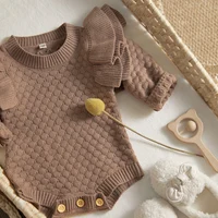 Ma&Baby 0-24Months Newborn Infant Baby Girl Romper Knit Ruffle Warm Long Sleeve Jumpsuit Toddler Fall Spring Clothing 2