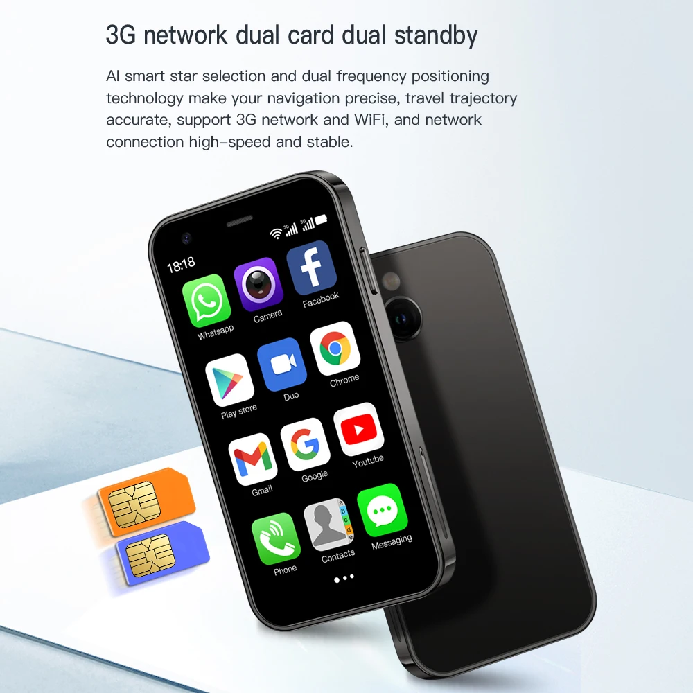 SOYES XS15 Mini Smartphone 3.0" Android8.1 Quad-core 2GB RAM 16GB ROM Dual SIM Standby 3G Network Small Phone 2