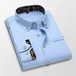 Men's Fashion Casual Long - Sleeve Cotton Dress Shirt - Soft White - Asian 2XL is Eur S (SKY BLUE)