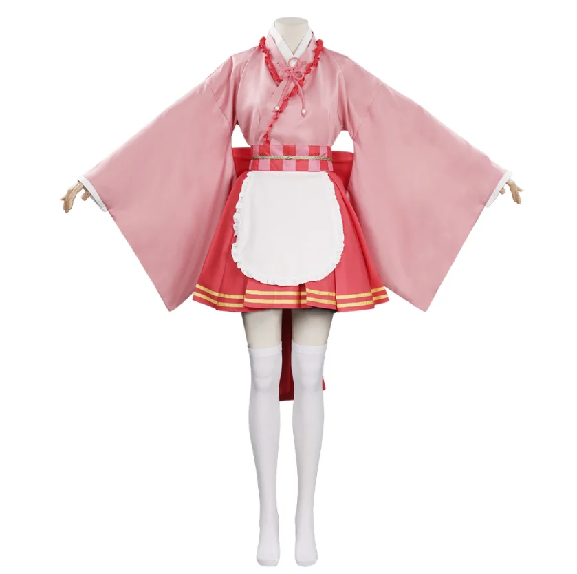 

Cosplay Anime Costume Tsuyuri Maid Pink Big Bow Dress Costume Halloween Adult Women's Fantasy Carnival Suit