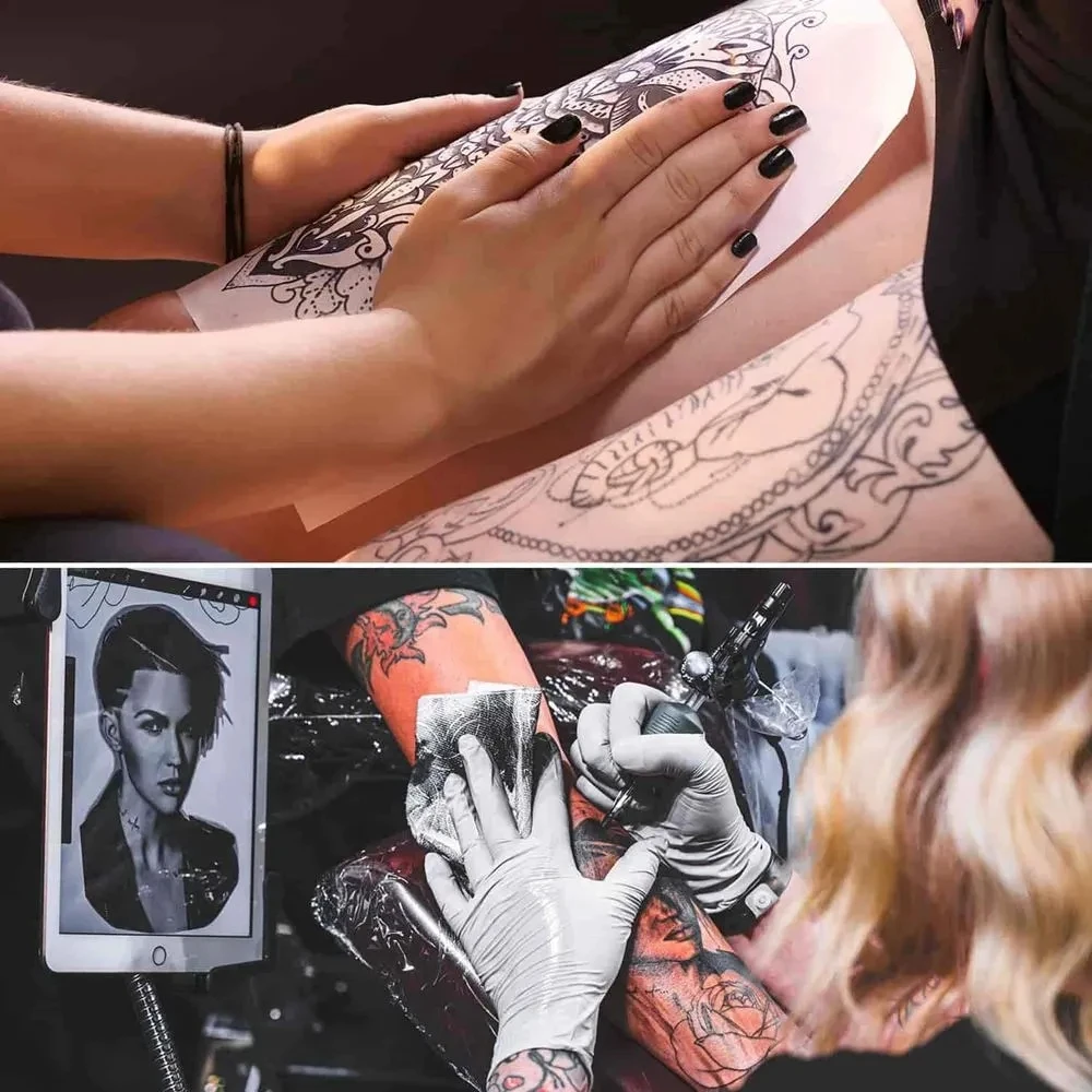 Tattoo Practice Skin and Transfer Paper Kit Double Sided Fake Skin with Stencil Paper Set Permanent Makeup Supply