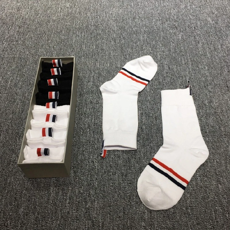 

TB THOM Fashion Brand Socks Men Women Cotton Striped Spring Summer Casual Stocking High Quality Sports Crew Socks Ins 4 Pairs