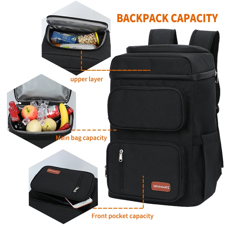 Large Capacity Thermal Picnic Cooler Backpack Outdoor Camping Meal With Bottle Opener 100% Leakproof Insulated Beer Cooler Bags 2