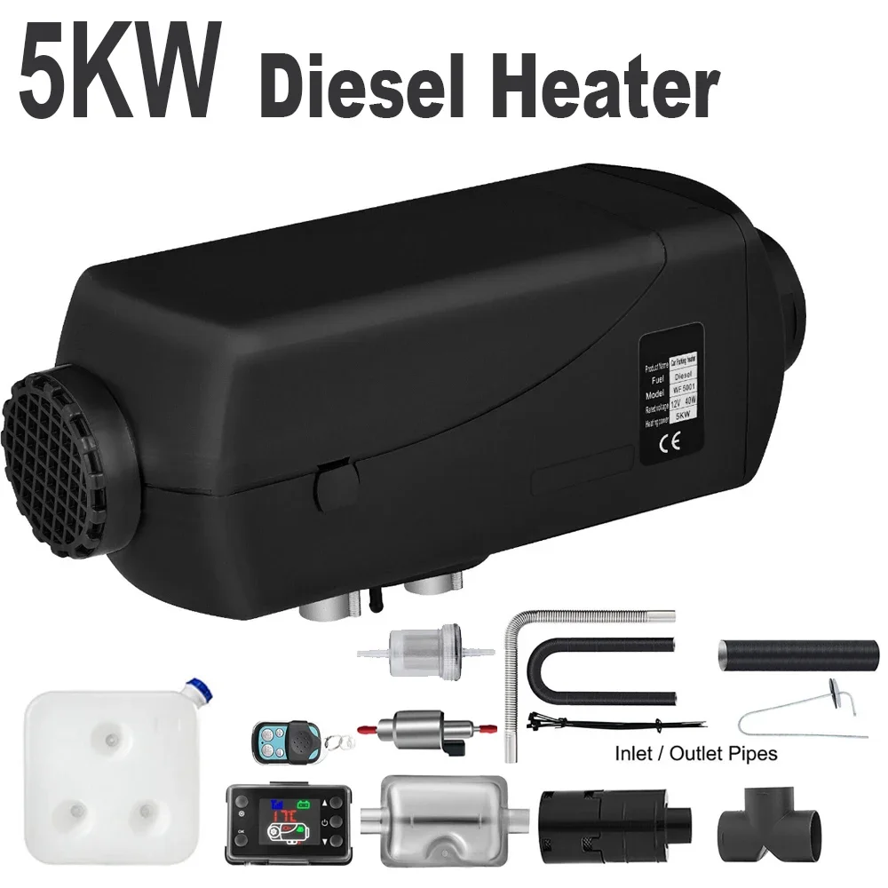 5KW Diesel Heater 12V 24V Car Parking Heater with LCD Display & Remote  Control for Caravan SUV RV Warehouse Winter Warmer