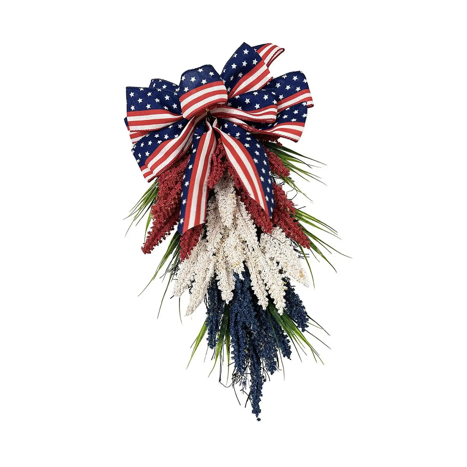 

American Independence Day Wreath Pendant American Flag Floral Wreath Patriotic Door Wreath for Indoor Outdoor Wall Home