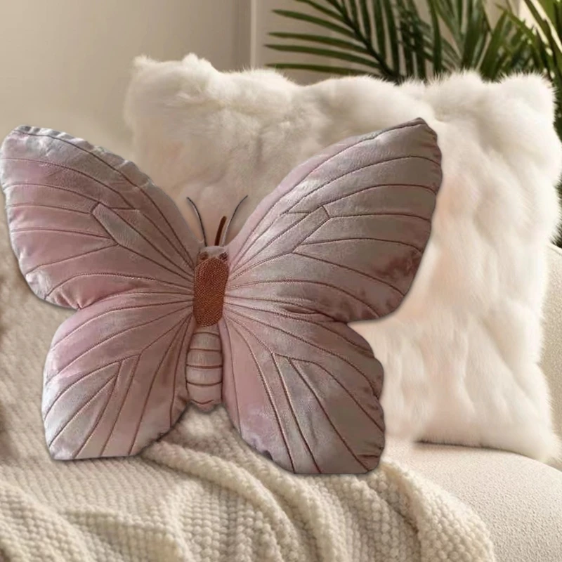 Plush Butterfly Pillow, Soft Animal Decorative Throw for Sofa or Bedside Comfort for Children Room 4
