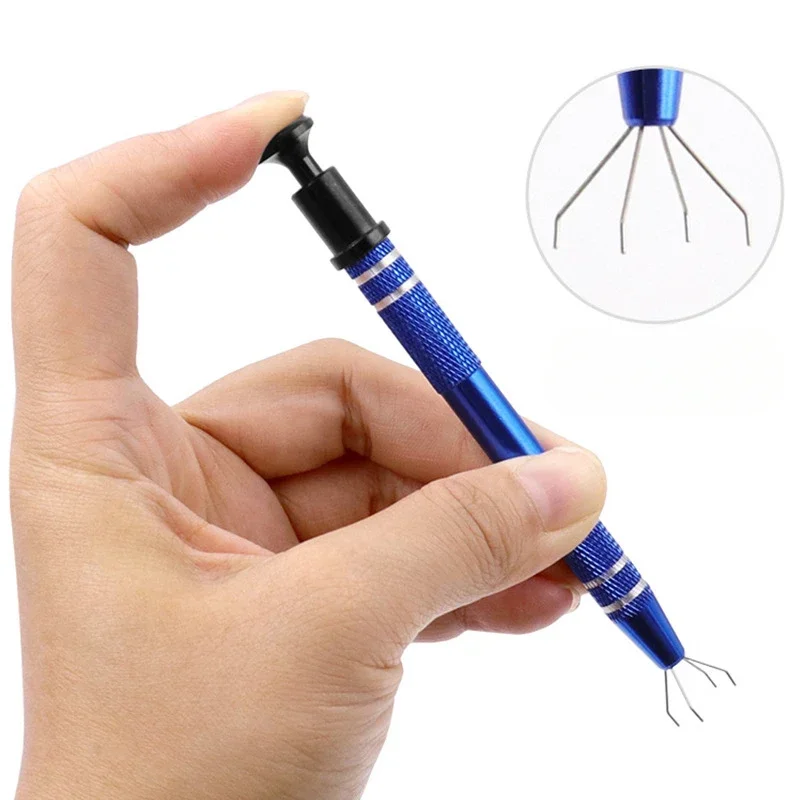 4 Claws Tweezers IC Extractor Electronic Component Spring Picking Pen Chip Screws Grab Mobile Phone Motherboard Repair Hand Tool