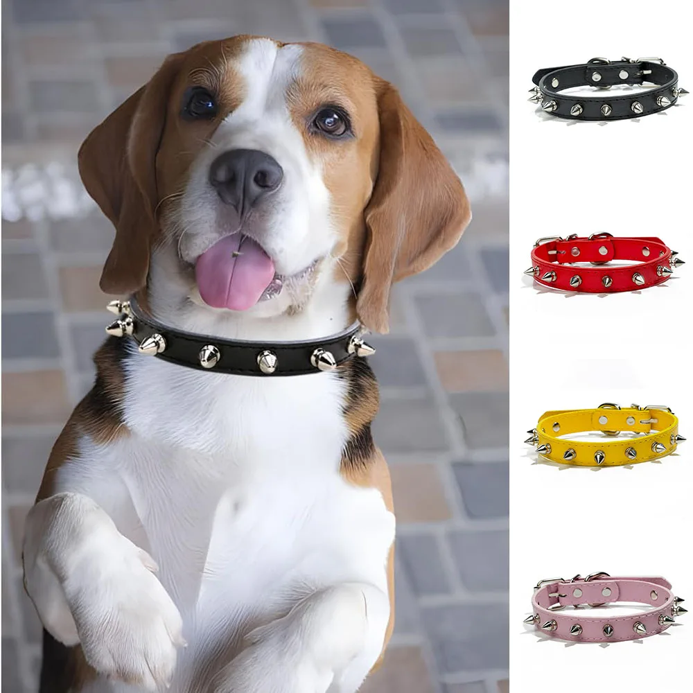 Dog Collar Pet Collar Spike Rivet Pu Leather Studded Spiked For Small Breed Pet Boy Dogs Male Cat Chihuahua