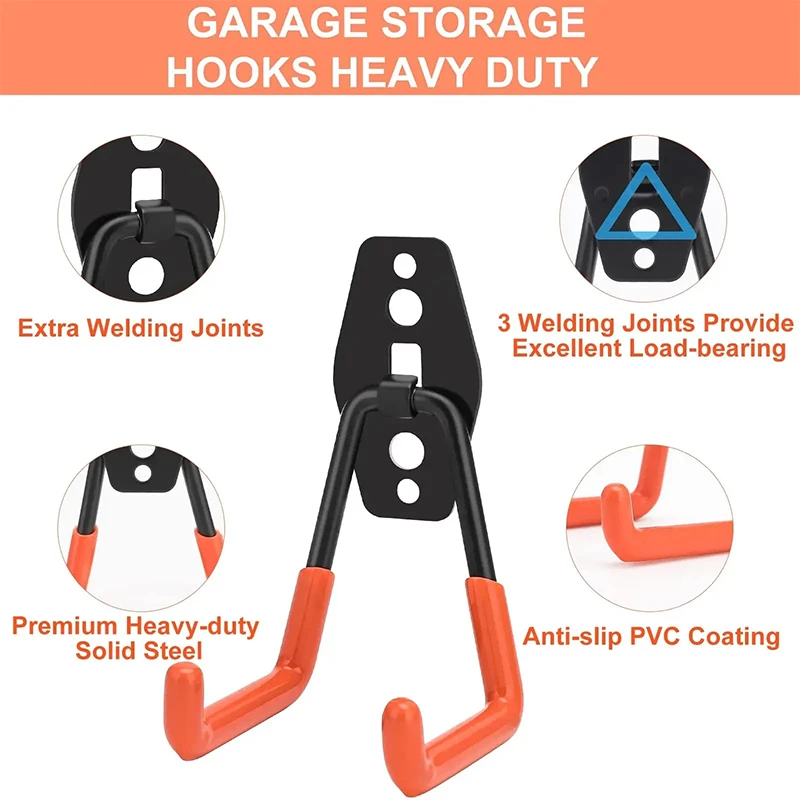 Heavy Duty Hook Metal Garage Organizer Wall Mount Bicycle Hanger Hooks Wall Mount Anti-slip Storage Hook For Ladders Garden Tool 5