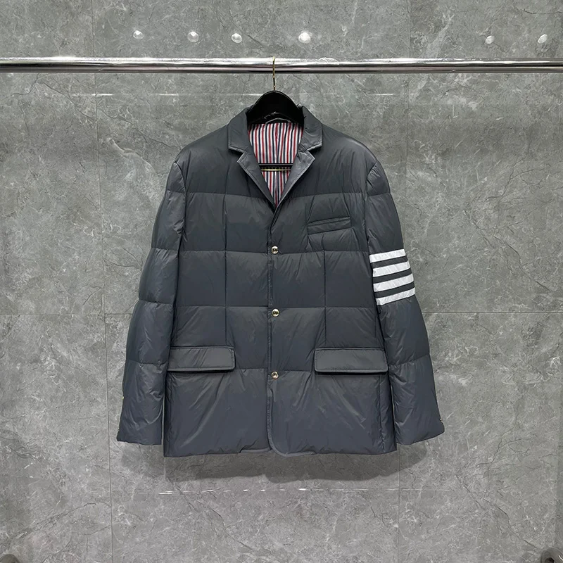 

TB Male Down Jacket Fashion Brand Down-Filled 4-bar Stripe Y2k Casual Blazers Coat Winter Jacket High Quality Men's Clothing