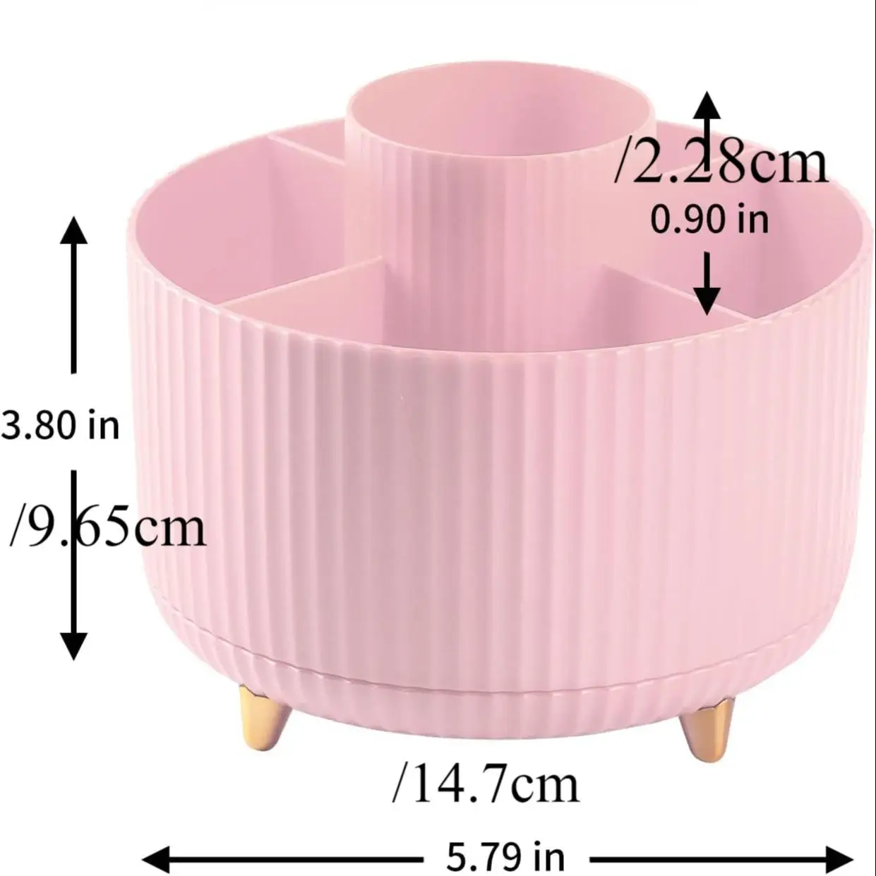 Pencil Holder 360 Degree Rotating Desk Organizer Pen Holder Spinning Makeup Brush Holder 5 Slots Pencil Cup For Desk